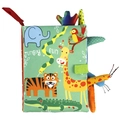 Jungly fun baby cloth book with jungle animals, sensory textures and teething tags - Animal Kingdom (Jungle)
