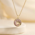 Collier doré avec pendentif licorne en émail rose et violet pour femmes et filles - Licorne