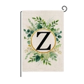 Christmas garden flag with letter Z and golden ring on black metal stand decor - Letter Z