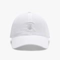 White quick-dry baseball cap with laser-cut holes and embroidered shield logo - White