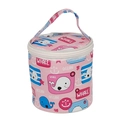 Pink insulated food container with cartoon whale patterns and portable carry handle - Pink Whale Style Insulation Bag