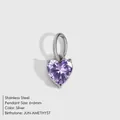 Eleganter lila herzförmiger Edelstahl-Anhänger für DIY-Schmuck und Halsketten - Juni Hellviolett - Silber