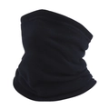 Detail of black fleece neck warmer showing stitching and soft thermal fabric texture - Fleece With Drawstring / Navy Blue