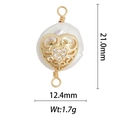 Baroque pearl pendant with gold heart frame and cubic zirconia detailed dimensions - DZ-1386 Heart Frame Clear Zirconia