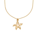 Collana con ciondolo a stella marina dorata con smalto rosa su catena a serpente - Oro-Bianco