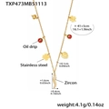 Tableau des tailles pour collier en acier doré avec pendentifs zircon et breloques émaillées - Collier en Or 41+5cm (TXP473)