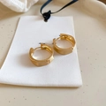 Orecchini a cerchio dorati spessi e minimalisti con superficie in metallo lucido - 68# Orecchino - Oro