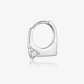 S925 sterling silver hoop earring featuring a teardrop zircon in a silver finish - S925 Silver/Clear Zirconia / Platinum Water Drop Stone Hoop (Single)
