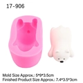 Polar bear silicone mold for candle making with white 3D resin bear sculpture - Prone Pose 17-906 / Pink