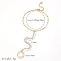 Set gioielli in acciaio inossidabile placcato oro 18k con zirconi e misure dettagliate - Cavigliera a Catena a Serpente (TA8043)