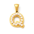 18k gold plated letter Q pendant with white pearls for DIY jewelry making - Letter Q Style (SP723G-Q)