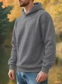 Gros plan sur un sweat à capuche gris pour hommes en maille torsadée avec poignets côtelés - S / gris foncé