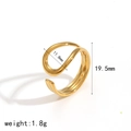 Detailed size chart of the gold geometric ring showing 19.5mm height and 1.8g weight - Simple Open Style (TR4333)