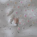 Adesivi per nail art 3D con fiori di ciliegio bianchi in rilievo e strass brillanti - Stile Floreale 3D Olografico (CO-428)