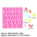 Stampo in silicone rosa con 26 lettere maiuscole per pasticceria e fai-da-te con dimensioni - Set Completo di 26 Lettere dell'Alfabeto / Rosa