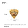 Dettaglio del ciondolo a cuore placcato oro 18K con occhio di Allah da 17mm x 15mm - DFC74-Cuore Occhio Colorato / Oro