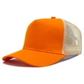 Bright orange and cream cotton mesh trucker cap with a curved brim for sun protection - Adjustable (56-58cm) / Orange Red