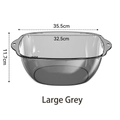 Large dark gray translucent washbasin with handles made of durable thickened plastic - Large / Gray