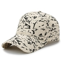Casquette de baseball blanc crème avec motif graffiti noir et visière courbée - Réglable / Kaki