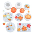 Dettaglio di stampi in silicone con zucche e foglie di acero per decorazioni autunnali - Set da 8 pezzi Trasparente