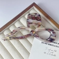 Pince à cheveux élégante en acétate avec motif de ruban violet et beige entrelacé - Violet Blanc