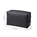 Large black PU leather makeup bag with dimensions 21.5cm x 9cm x 13cm and gold hardware - Octagonal Pouch / Large (21.5x13x9cm) / Black