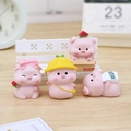 Set of four cute pink resin pig ornaments in various poses for car or desk decoration - XY013 Large Doudou Pig Set