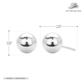 Detail view of 925 sterling silver ball stud earrings showing exact dimensions and weight - 7mm Silver Plated Platinum