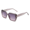 Fashionable square oversized sunglasses with purple gradient lenses and transparent frames - Grey Frame Grey Pink Gradient Lens