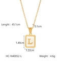 18K gold plated stainless steel necklace featuring letter L on white shell pendant - Letter L (HC-N40052-L)