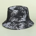 Bob tie-dye réversible avec motifs noir et blanc style urbain pour protection solaire - M (56-58cm) / Noir