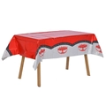 Christmas party tablecloth with red and white Santa Claus patterns for holiday dining decor - Red and White Santa Christmas Tablecloth