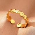 Details des verstellbaren böhmischen Goldrings mit einzigartigem geometrischem Hohlkreisdesign - Goldene Konkave Ringe (C1443)