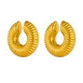 Golden spiral hollow ear cuffs in 18K plated stainless steel with a minimalist punk design - Spiral Texture Style (F607) / Gold