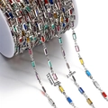 Detailed size specifications for colorful rectangular crystal rhinestone jewelry chain - 1 Meter/Pack / White K Style 02 (Rectangle)