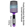 Purple gradient hairbrush with natural boar bristles and black ergonomic handle - New - Purple Gradient with Bristles (Black Rubber Grip)