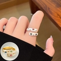 Golden wrap-around ring with white enamel and colorful gemstones for women - JZ7973 Gold White Enamel Colorful Gemstone Wrap Ring