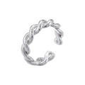 Dettaglio dell'anello a corda intrecciata in argento lucido con design aperto regolabile - Stile Corda Intrecciata / Argento