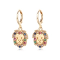 Retro lion head drop earrings in 18k gold plating with colorful zircon crystal stones - Gold Multicolor Lion King