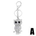 Portachiavi a forma di gufo in argento con strass scintillanti e chiusura a moschettone - Stile A-Gufo Argentato Con Strass Completo