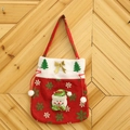 Christmas snowman drawstring gift bag with red fabric, golden bow, and plush balls - Red Snowman