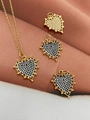 Macro shot of 18K gold plated heart pendant with cubic zirconia and mesh back details - Two-tone Gold Black White Zircon (Pendant Only (Without Chain))