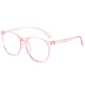 Occhiali tondi oversize rosa trasparenti con filtro luce blu per uno stile minimalista - Rosa Trasparente