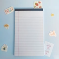 Lined American legal pad stationery with white paper and red margin on blue background - A5 / White