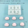 Detailed view of 6-cavity pink pig silicone mold showing dimensions and finished pig shapes - 9182-Pig Sandwich