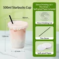 Transparent 500ml plastic cold drink cup with lid, straw and leak-proof paper - 500ml Standard Cup With Direct Drink Lid Straw and Leak-proof Paper