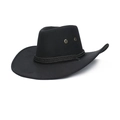 Detail of black cowboy hat with braided rope band and gold metal ventilation eyelets - One Size / Black