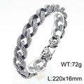 Bracciale a catena cubana vintage argento con maglie lavorate e chiusura, 220x16mm - Bracciale Color Acciaio Retrò (KB181386-KJX)