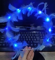 Blue LED light up feather rabbit ear headband with glowing sparkles for night parties - Flower Garland / Goose Feather Blue