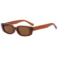 Vintage square tortoiseshell resin sunglasses with brown lenses in a sleek 45-degree angle view - Dark Tea Frame Tea Lens